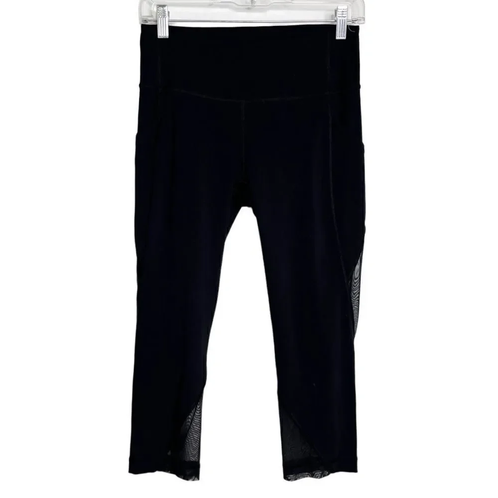Lululemon Mesh Detailing Cropped Leggings Black Size 6